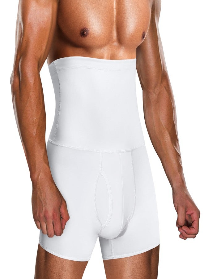 TAILONG Men Tummy Control Shorts High Waist Slimming Underwear Body Shaper Seamless Belly Girdle Boxer Briefs (White, 3X-Large) - Image 1